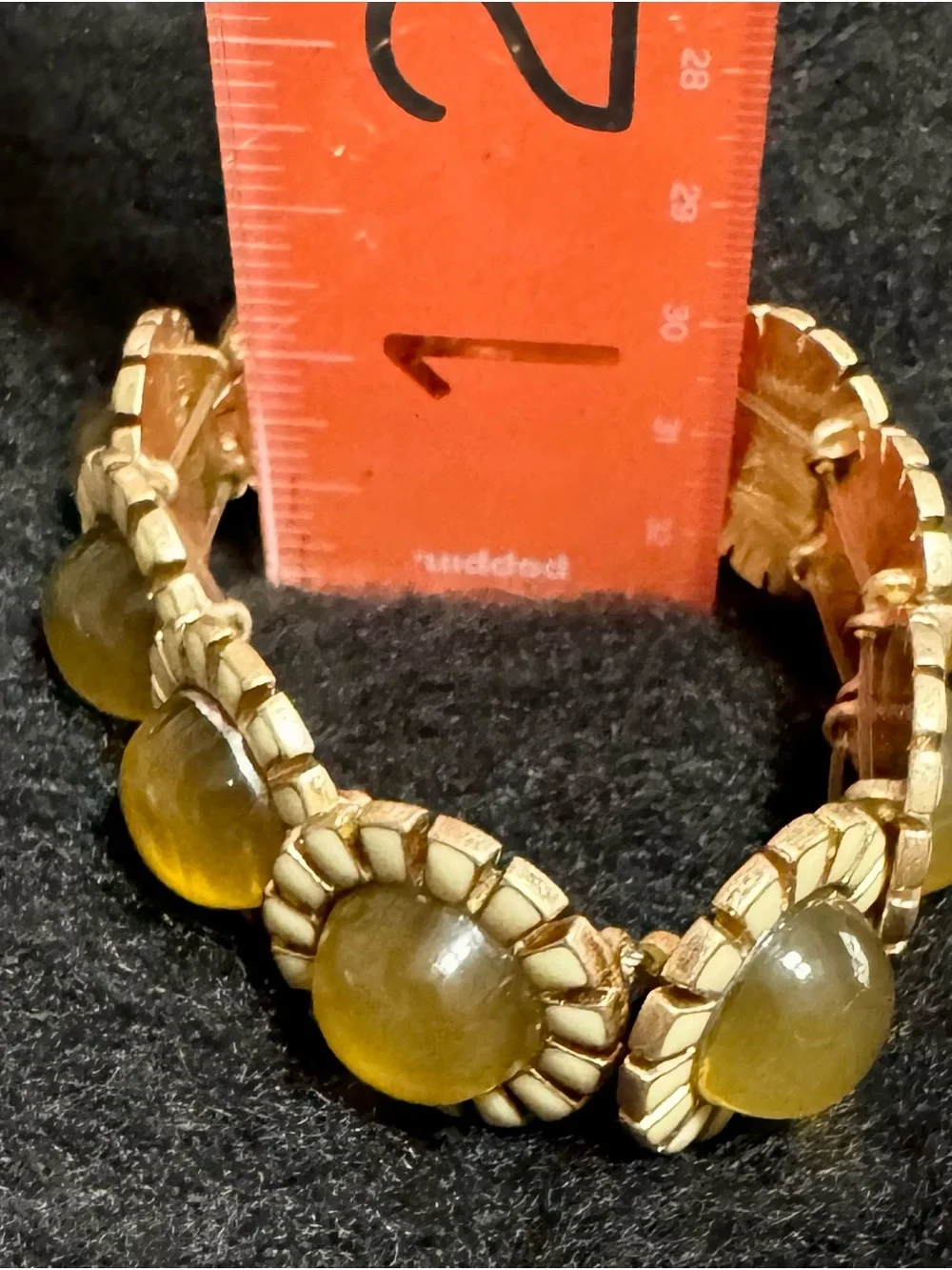 Gold-Tone Cabochon Floral Stretch Bracelet (very little stretch)
